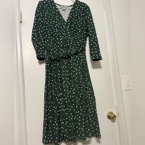 Hunter Green Polka Dot Midi Dress